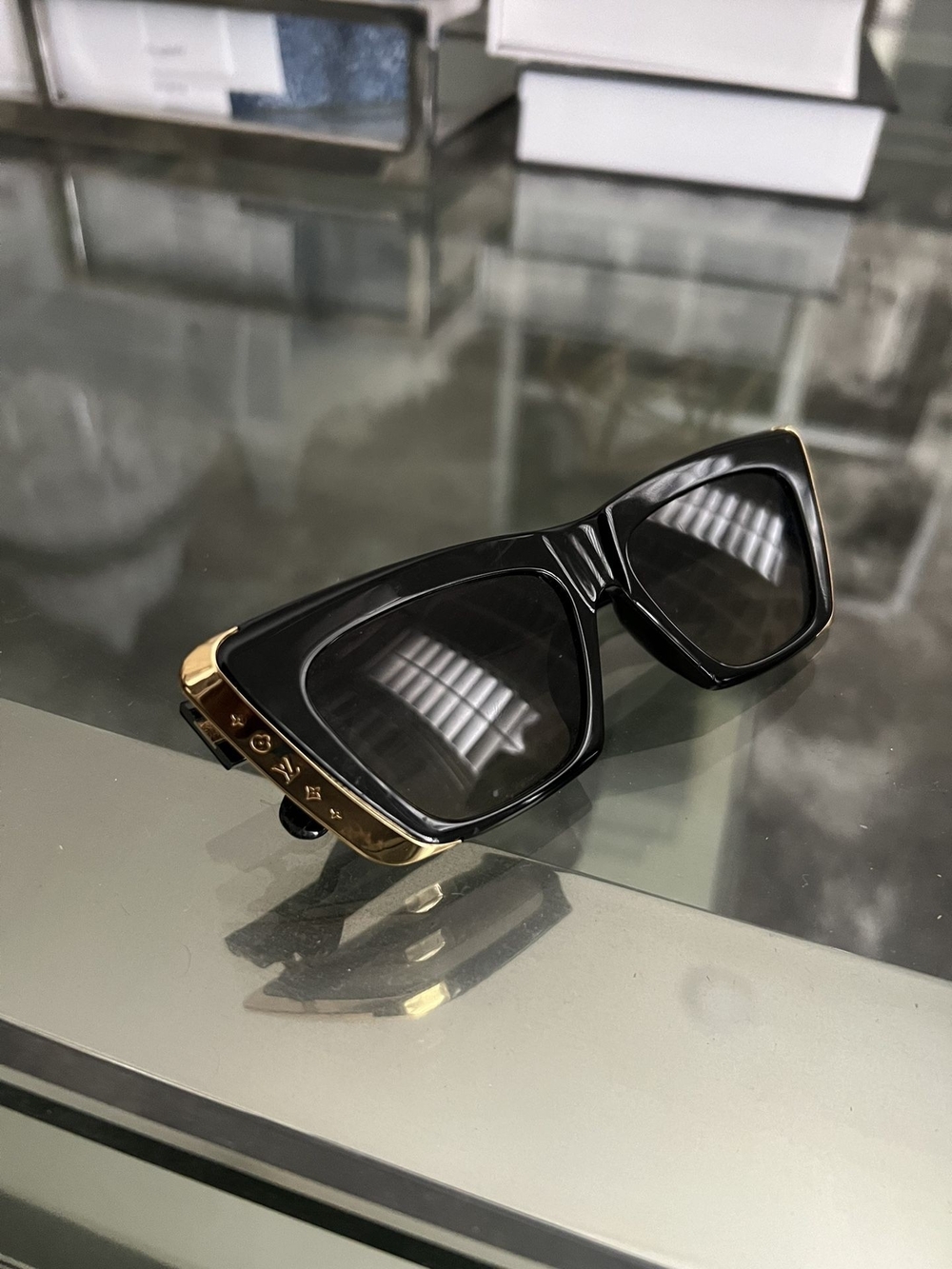 LV Black & Gold Cat Eye Square  Sunglasses